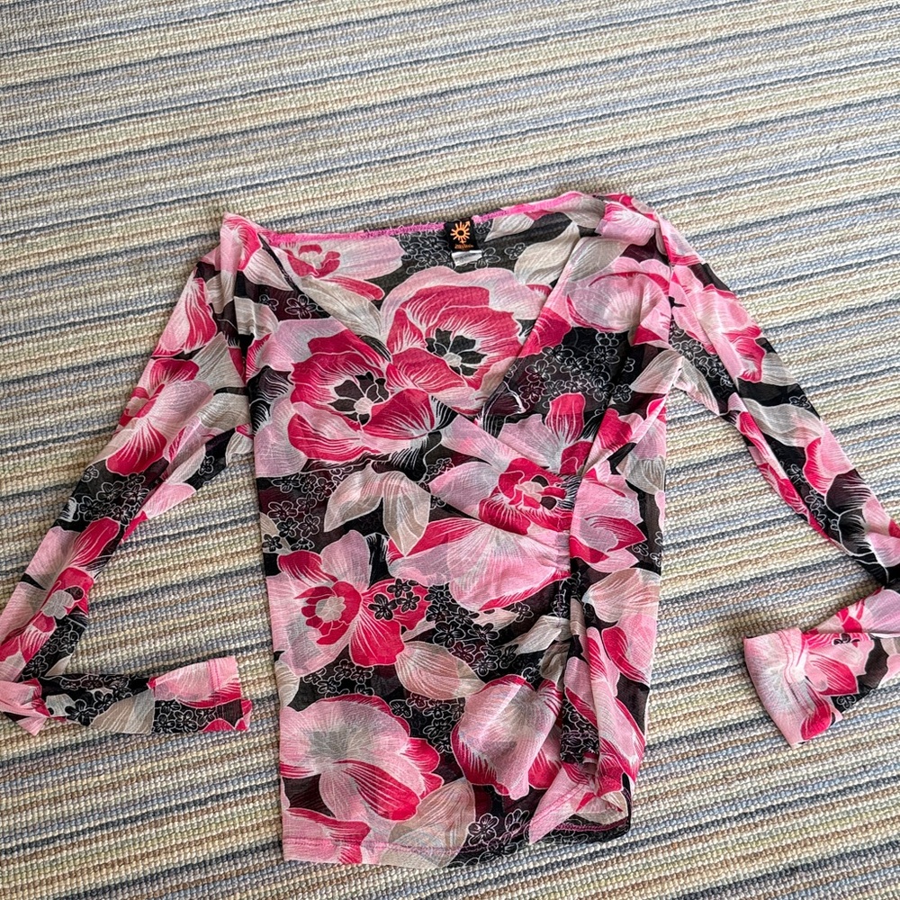 Jean Paul Gaultier Pink and Black Floral Blouse